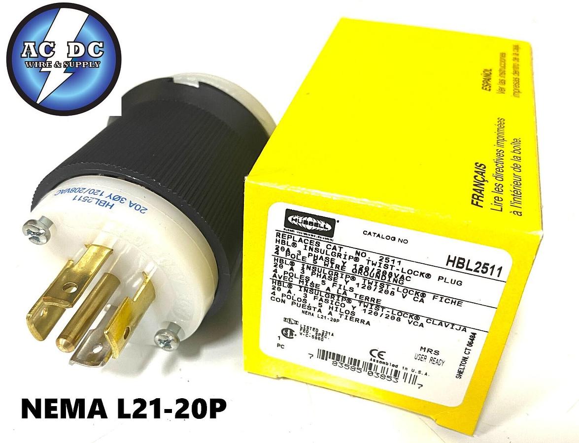 🔥 HBL2321 Hubbell 2321 Twist-Lock Devices 20A, 250V AC, 2 Pole