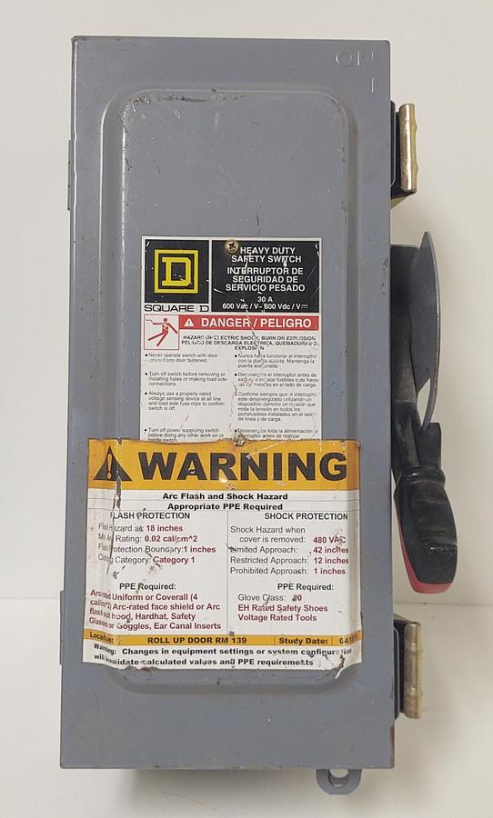 Used 🔥 Square D HU361AWK Disconnect Switch 30A 600V 3PH Non-Fusible