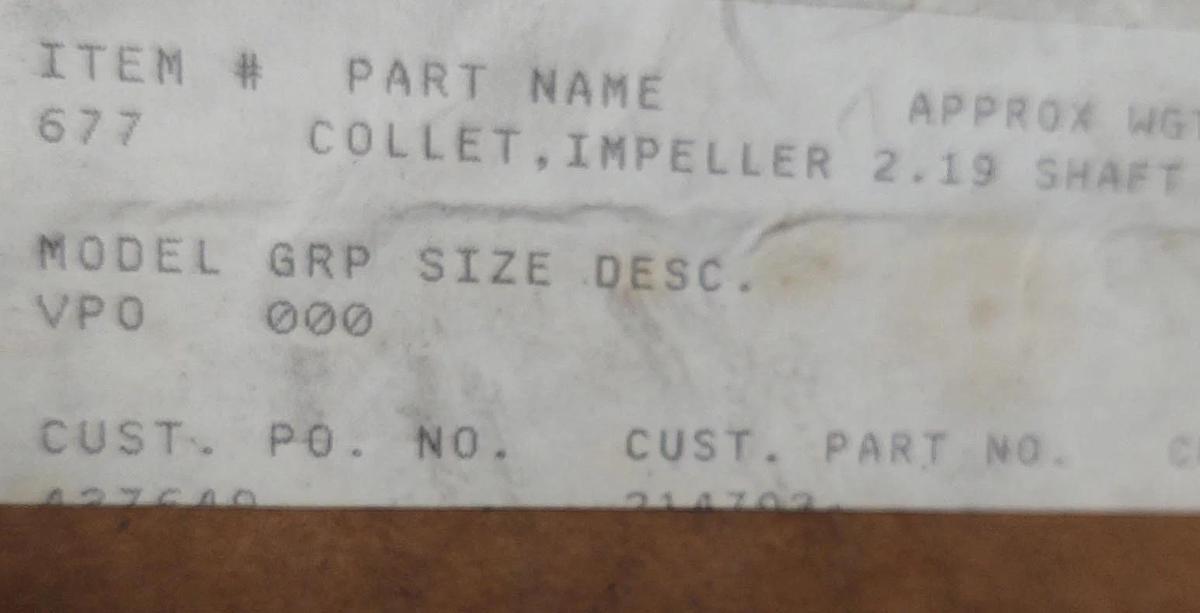 🔥Goulds Pump 677 Impeller Collet 2.19" Shaft H47900F0002242