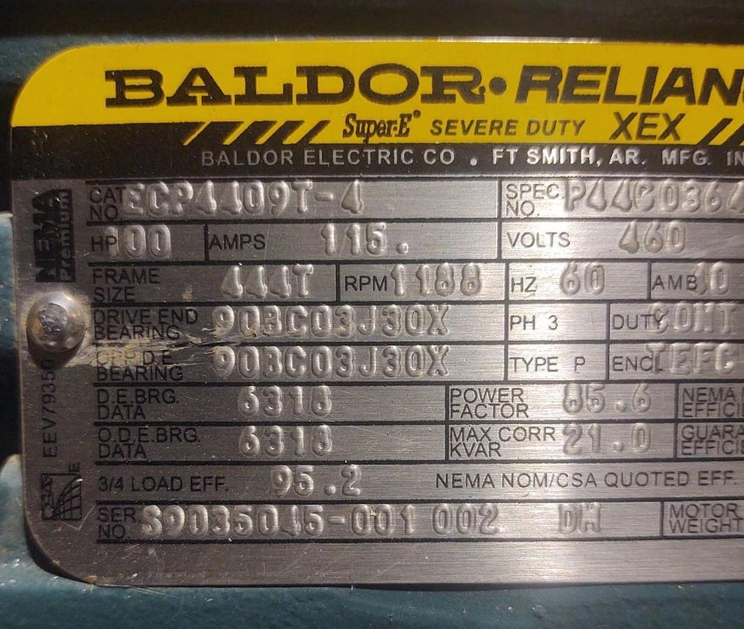 🔥NEW BALDOR ELECTRIC MOTOR ECP4409T-4 100 HP, 1200 RPM, 460V, 444T FRAME