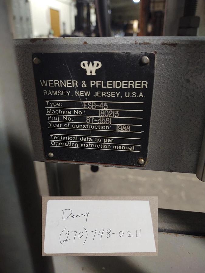 Used Werner & Pfleiderer ESB-45 Extrusion SIDE FEEDER MIXER BLENDER TWIN SCREW HOPPER