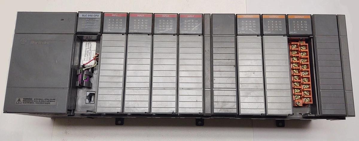 Used PLC Allen-Bradley SLC500 1746-A10 Rack 10 Slots Power Supply And 7 I/O Cards