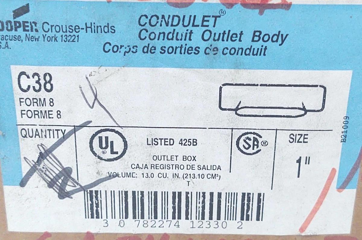🔥NEW Pack of 4 Eaton Crouse-Hinds C38 1-Inch Form 8 Conduit Outlet Body