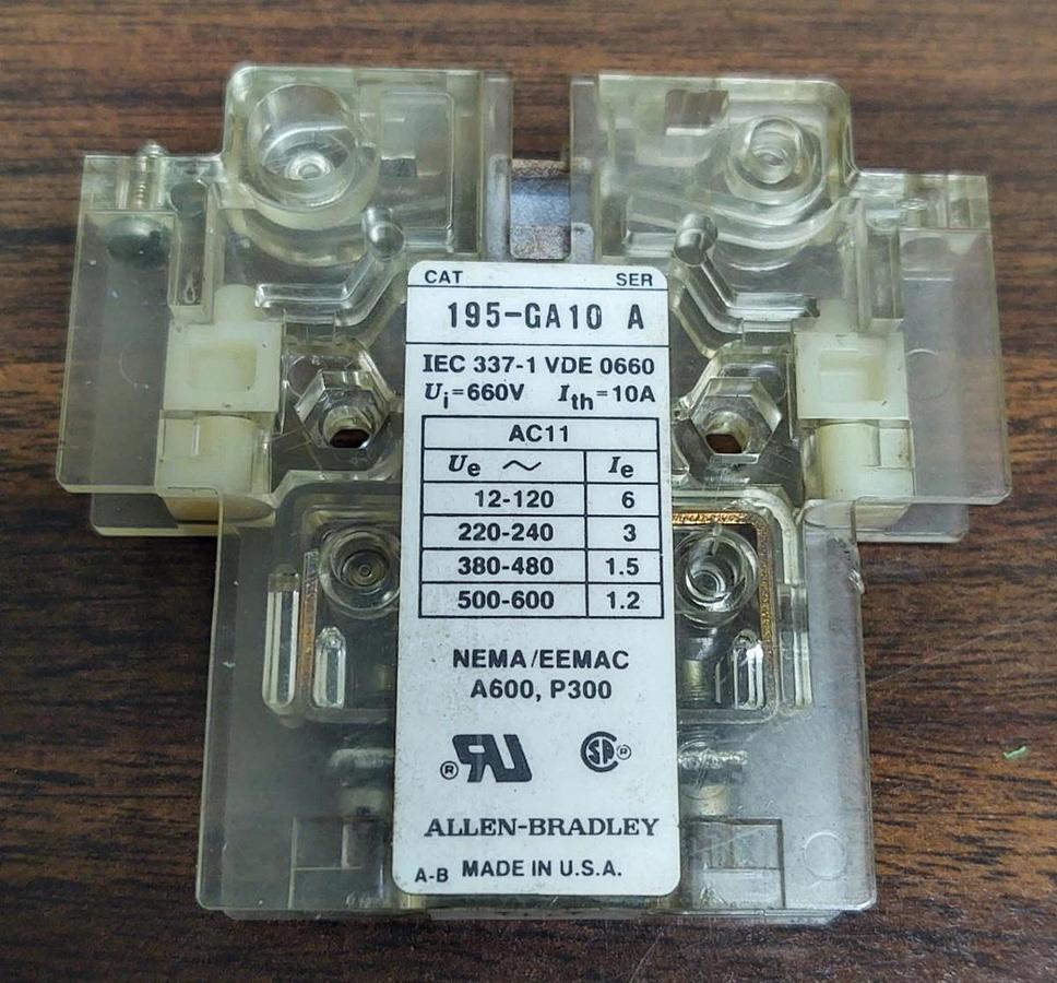 Used 🔥ALLEN BRADLEY 195-GA10 / 195GA10 (USED) Contact Block Switch
