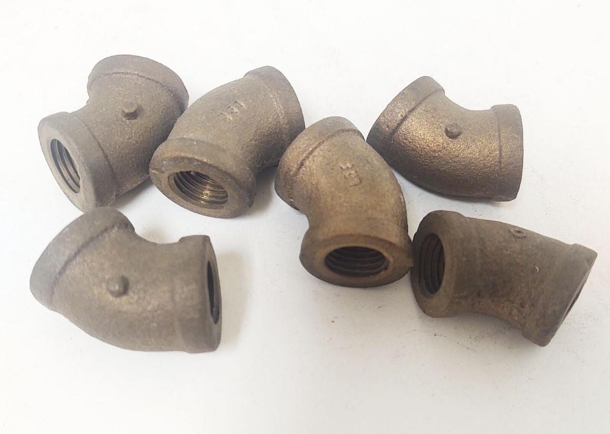 🔥45° (QTY 6) Brass Elbow 1/4" x 1/4" Fitting Pipe Size Female NPT x Female NPT