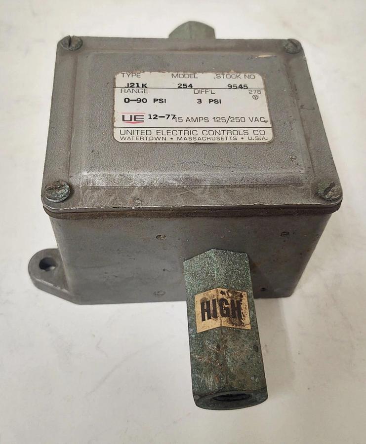 Used 🔥 United Electric UE J21K-254 J21K Mechanical 0-90 Pressure Switch