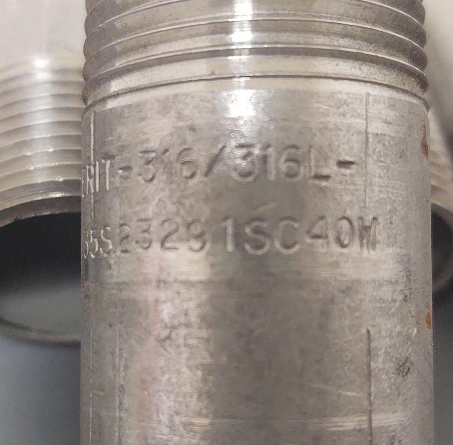 🔥(QTY 5) Merit 316 Stainless Steel Sch 40 1"x 3" Pipe Nipple NPT