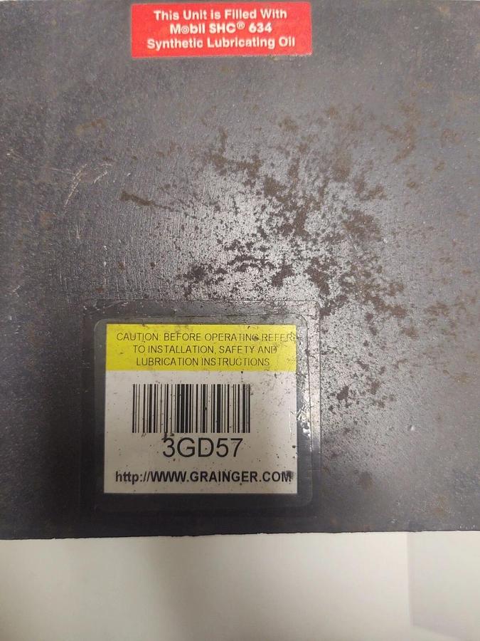 Used Dayton 3GD57 Speed Reducer 1.5 HP C-Face Right Angle 1563 Output Torque Ratio 40