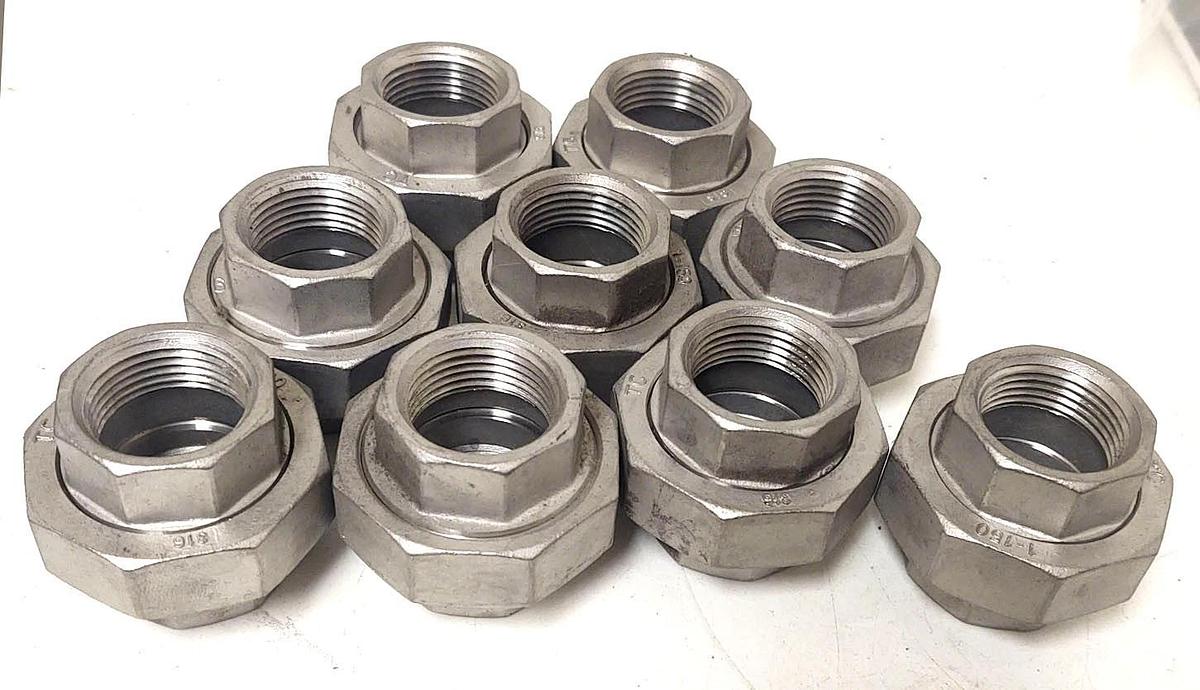 🔥(QTY 9) UNION 1" Class 150 Female Thread NPT, 316 Stainless Steel Pipe Fitting