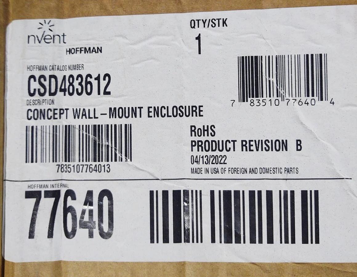 🔥NIB nVent Hoffman CSD483612 Wall Mount Enclosure 48x36x12