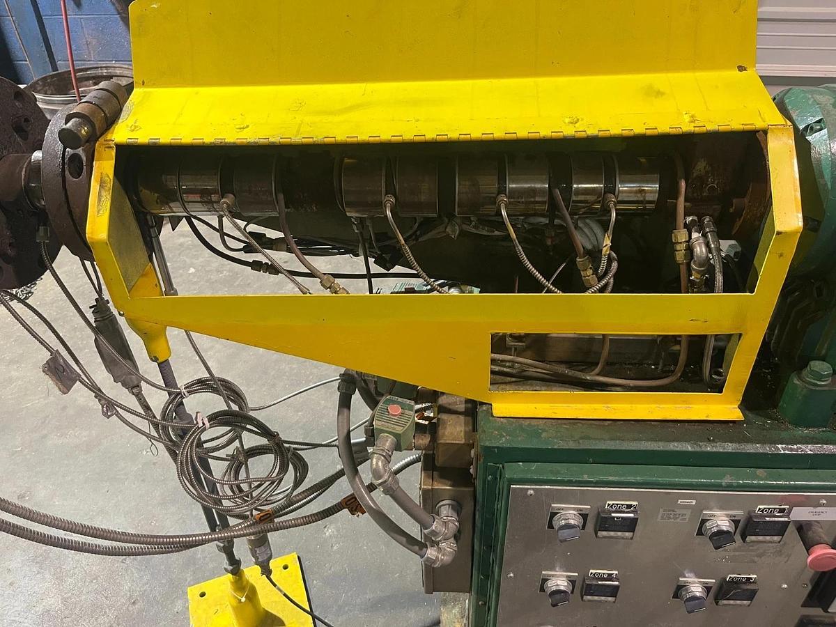 Used Sterling 3 HP 1" Extruder with 8" EDI U75 Sheet die Killon 3 Roll Sheet Stack