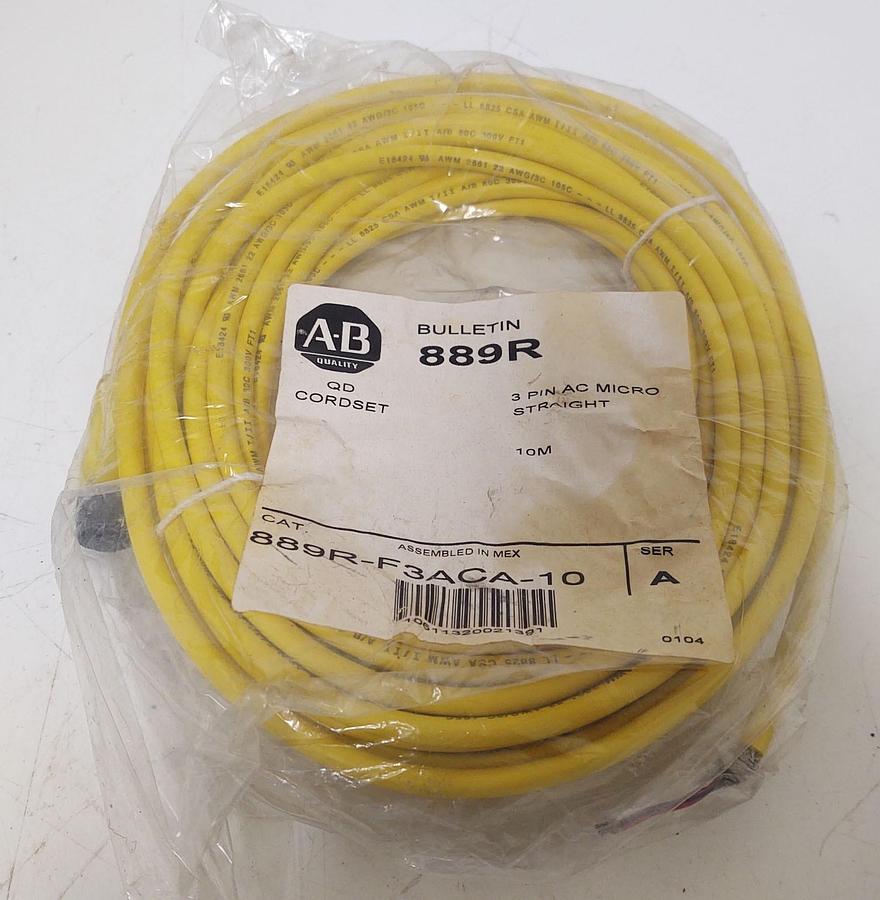 🔥ALLEN BRADLEY 889R-F3ACA-10 SER A AC MICRO STRAIGHT CORDSET 3 PIN FEMALE 10M