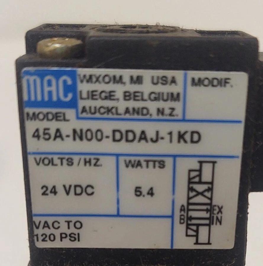 Used 🔥 MAC 45A-N00-DDAJ-1KD SOLENOID VALVE 24VDC 5.4W 120PSI