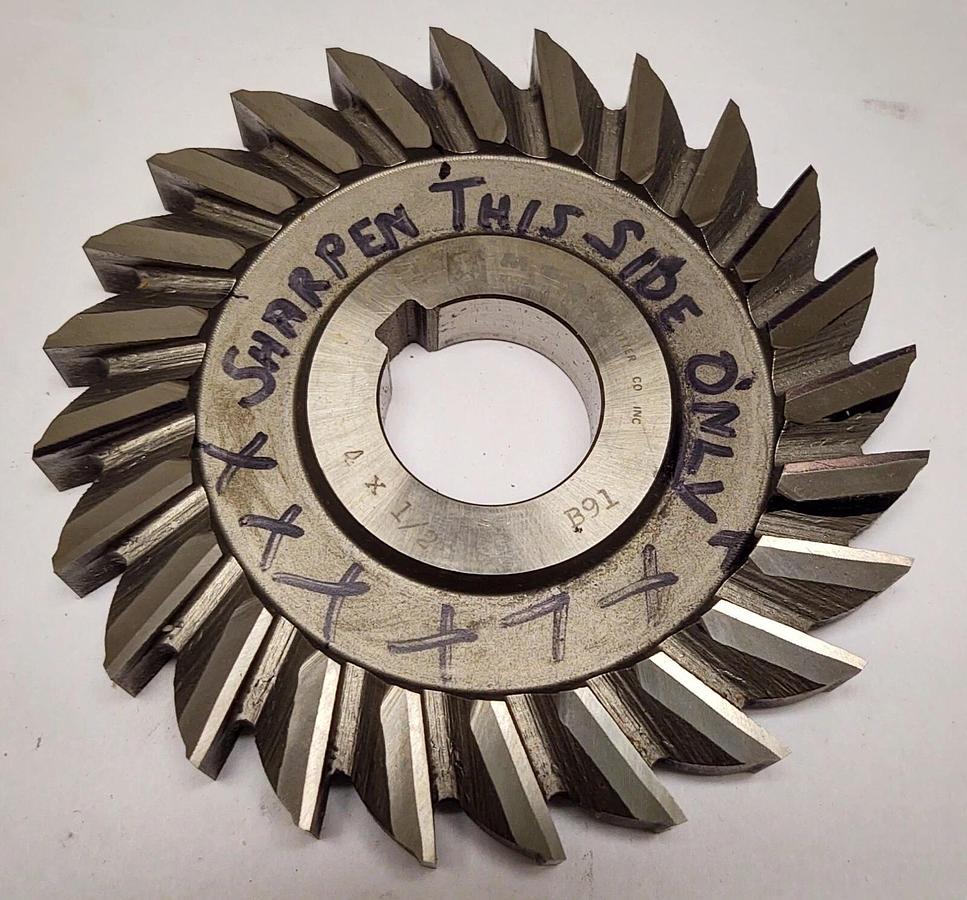 Used Morse UK Horizonal Side Mill Cutter 4" X 1/2" X 1"  HSS SHARP FREE SHIPPING