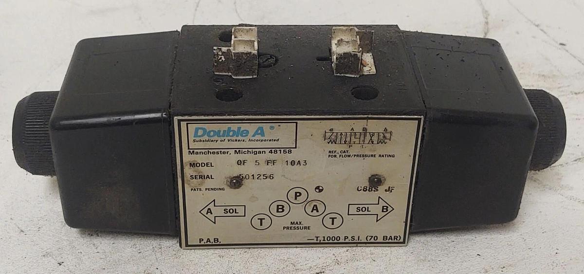 Used 🔥 Double A QF-5-FF-10A3 Directional Control Valve Series Q-05 1000 PSI 70 bar