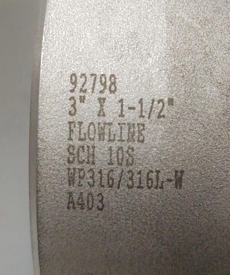 🔥 Flowline Concentric Reducers 3" x 1-1/2" 316 Stainless Steel SCH 10S 92798
