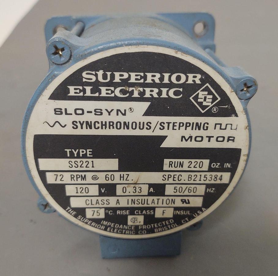 Used 🔥SUPERIOR ELECTRIC SS221 SYNCHRONOUS STEPPING MOTOR 120 V 72 RPM 220oz