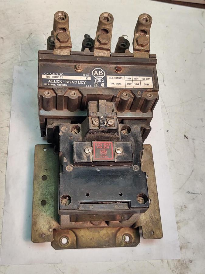 Used 50HP 600VAC 3 Pole Allen Bradley 709-DOB103 Contactor #3 Motor 120 Coil TESTED