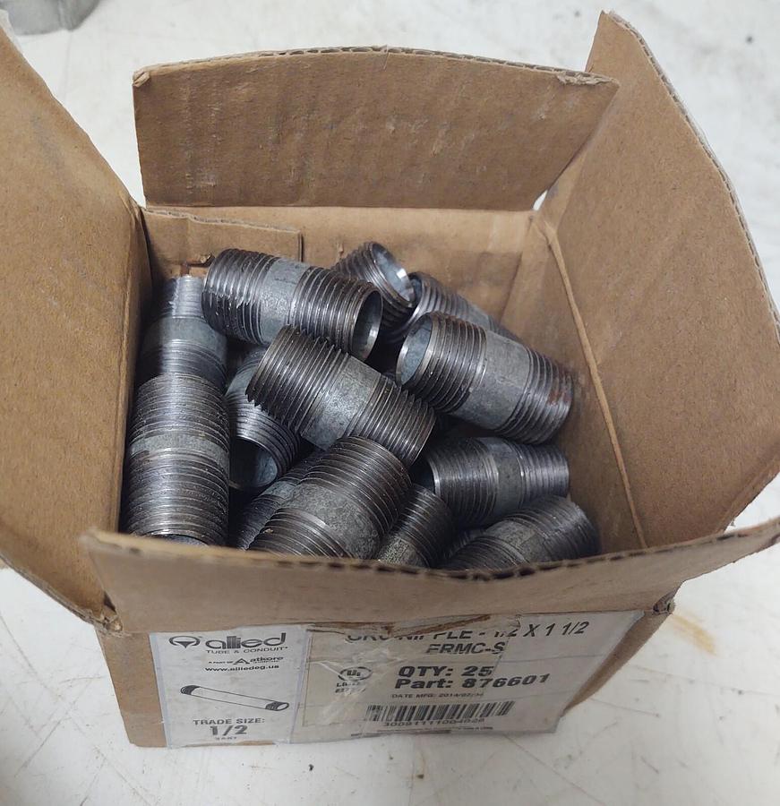 🔥(25 PCS) Allied Tube and Conduit ERMC-S Pipe Nipple Steel 1/2 x 1-1/2