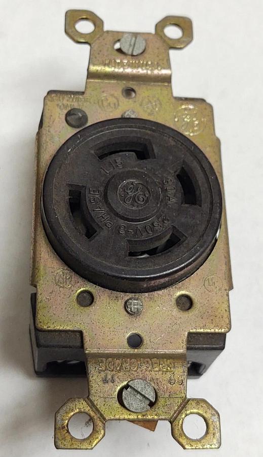 🔥 2 NEW GE L-15 Single Locking Receptacle 30A 250V 3-Pole 4-Wire, 3 Phase NOS
