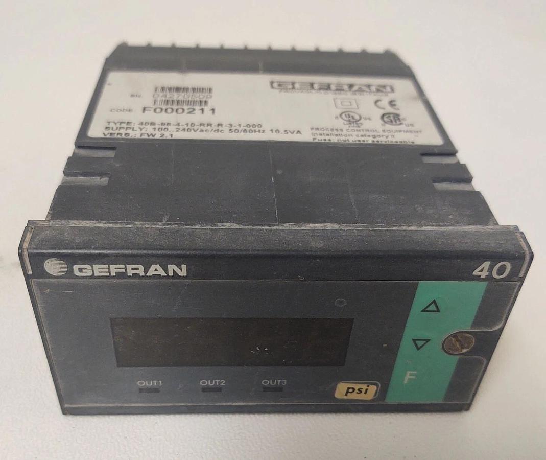 Used 🔥40B-96-4-10-RR-R-3-1-000 GEFRAN CONTROLLER 40B MELT PRESSURE INDICATOR DEG F°