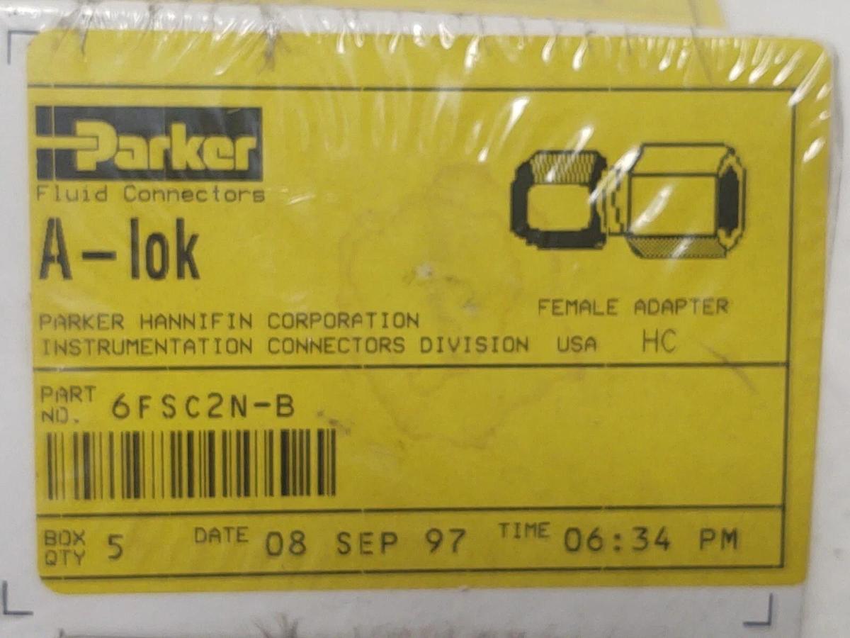 🔥 LOT OF 15 PARKER 6FSC2N-B A-LOK TUBE BRASS FEMALE CONNECTOR