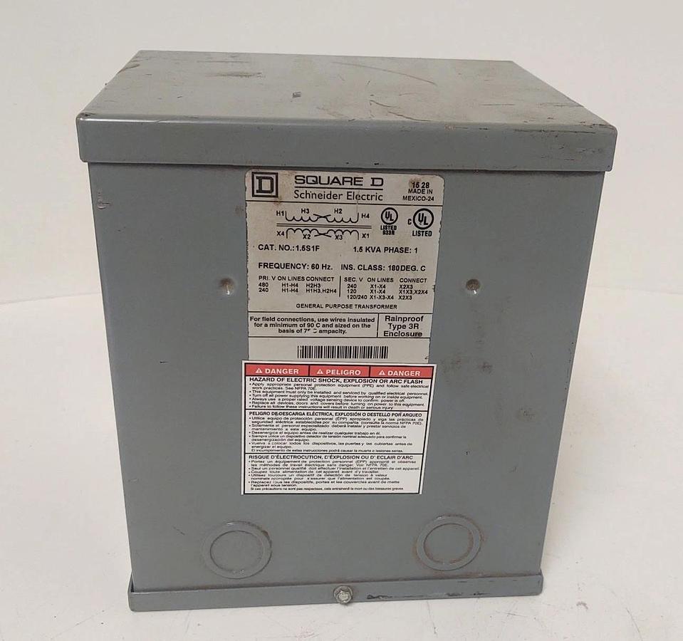 🔥SQUARE D TRANSFORMER - 1.5S1F - 1.5 KVA SINGLE PHASE 240/480V SEC: 120/240V