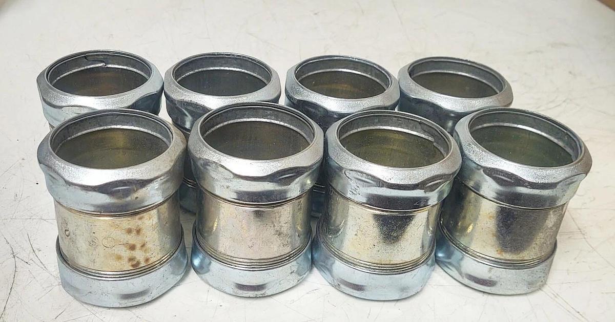 🔥(8 PCS) 2" EMT Compression Coupling Conduit Fittings
