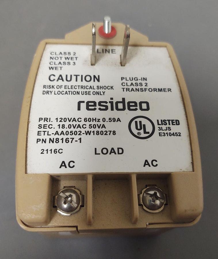Used 🔥(QTY 4) Honeywell/Resideo N8167-1 18VAC 50VA Plug In Transformer