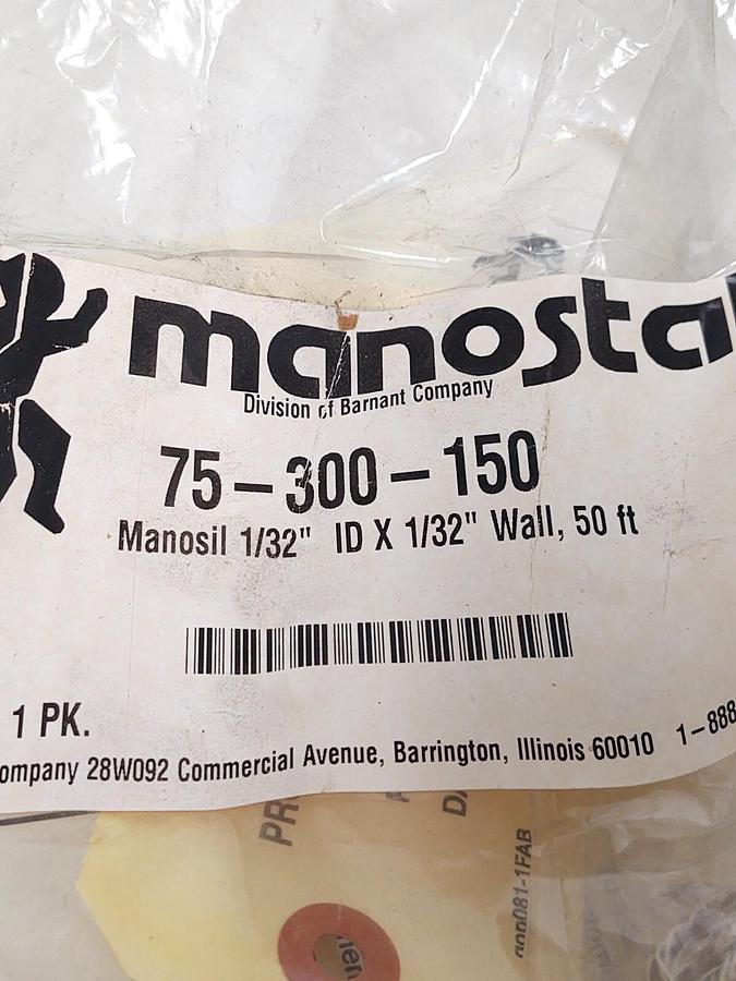 NEW 50' MANOSTAT MANOSIL SILICONE RUBBER TUBING PART # 75-300-150 1/32 ID