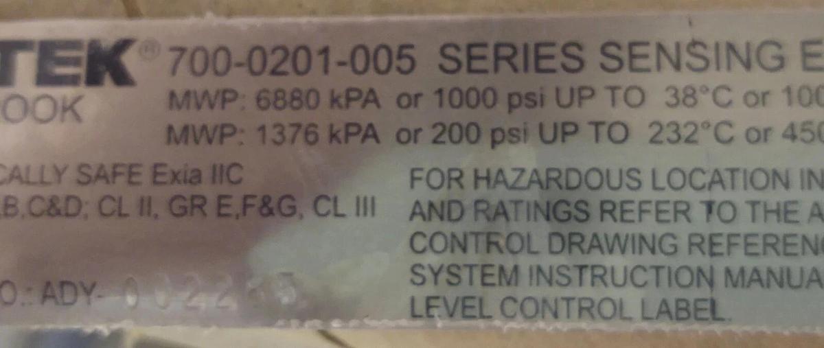 AMETEK DREXELBROOK 700-0201-005 Level Series Sensing Element 66" OAL