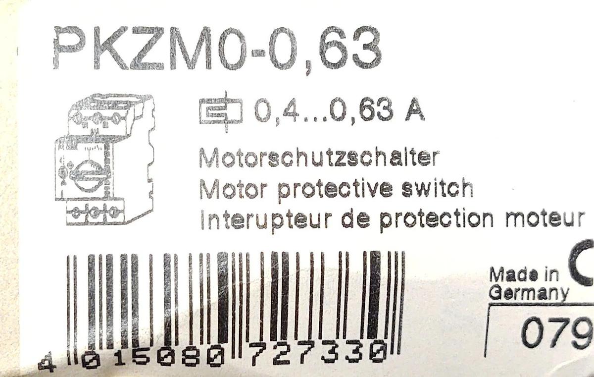 🔥 NEW Moeller PKZM0-0.63 Circuit Breaker Protected Motor Controller