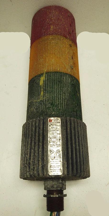 Used Federal Signal LSB-120 Litestak Unit With # Colors Light 120V Red Green Yellow