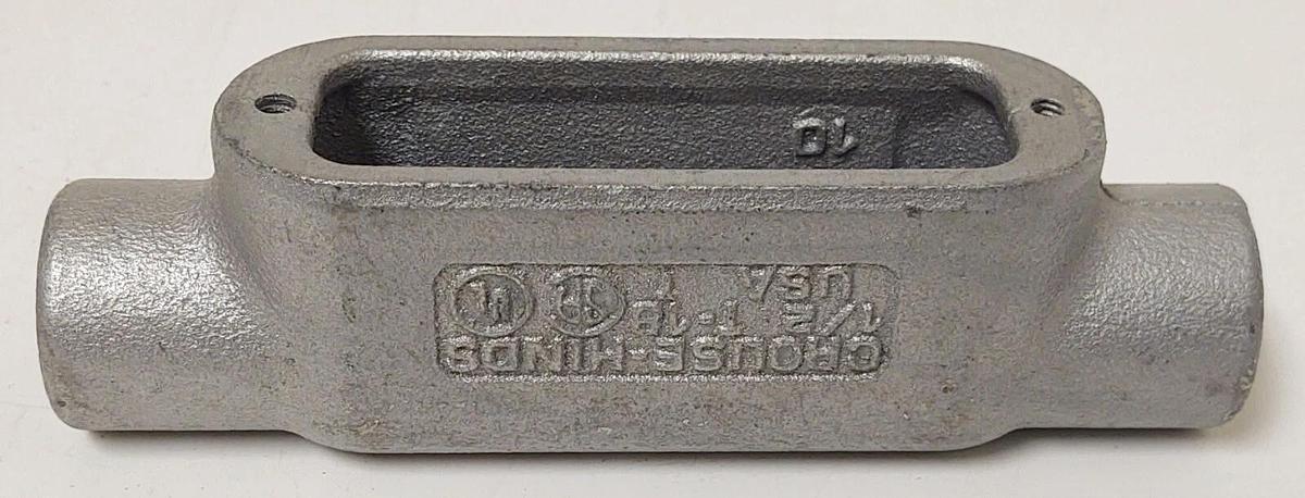 (5PCS) Crouse-Hinds T18, 1/2", Iron, Form 8, 3-Hub, T-Type, Rigid Conduit Body