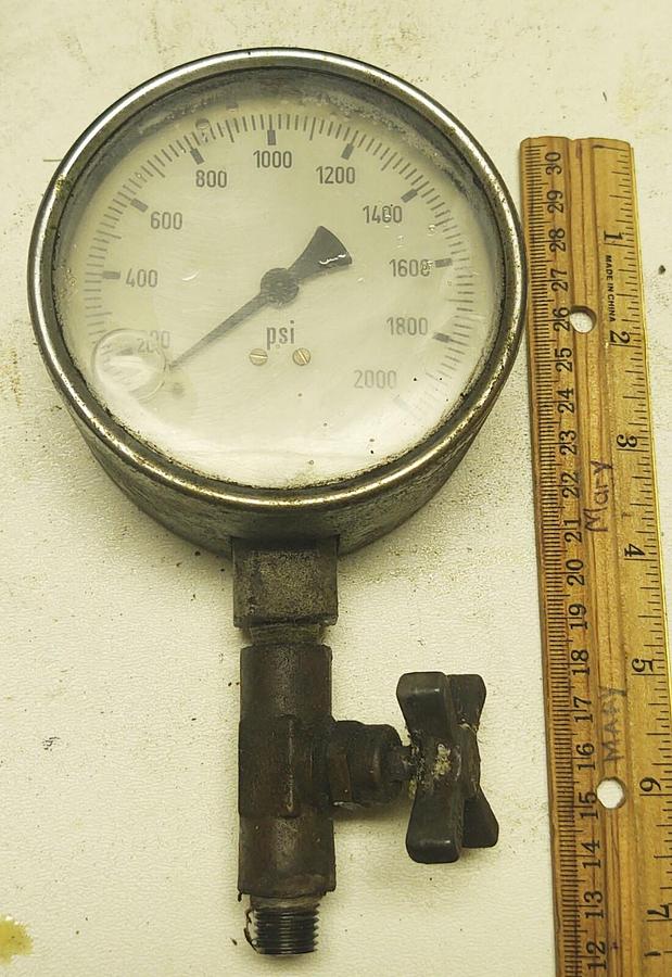 Used 4" Face 0-2000 PSI Gauge Made in Germany FREE SHIPPING