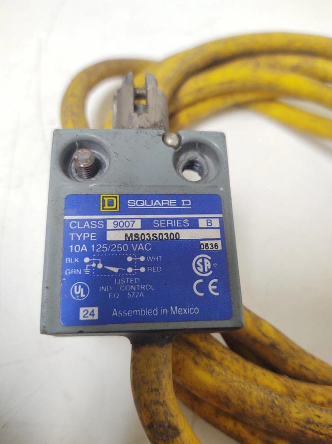 Used 🔥Square D 9007-MS03S0300 125/250 V AC 10 A Roller Plunger Limit Switch