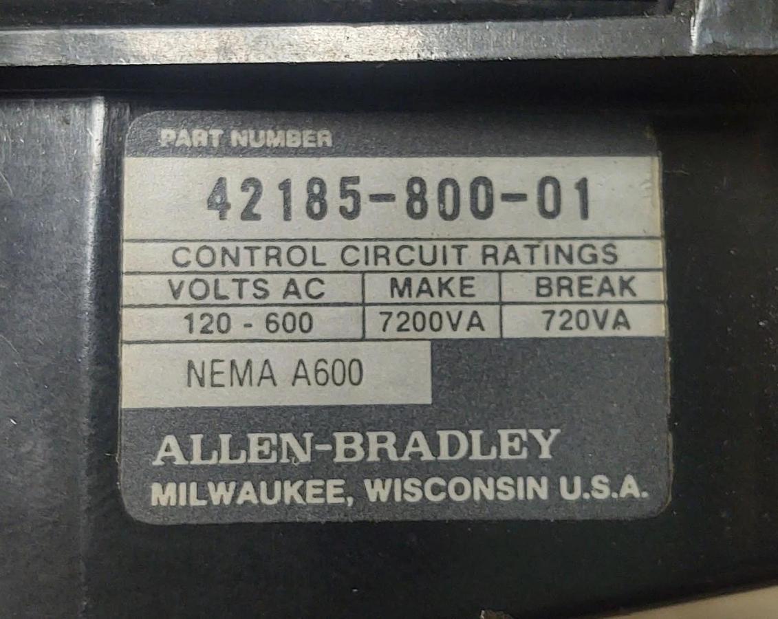 Used 🔥 ALLEN-BRADLEY 509-B0D SERIES B 595-A 120V Coil 42185-800-01 Size 1 Contactor