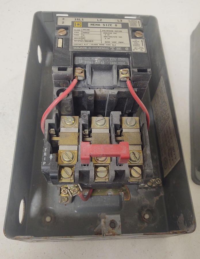 Used 🔥 TESTED Square D 8536 SB02 Nema Size 0 Starter Type 1 Enclosure 120V Coil