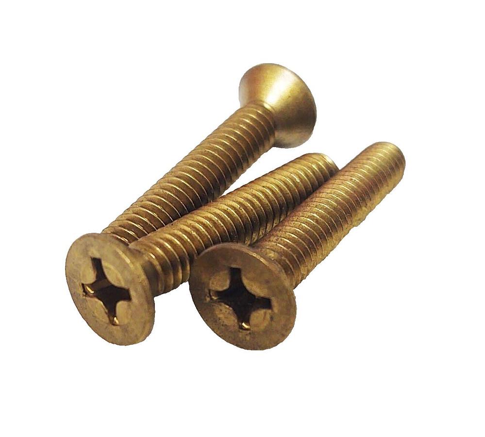 🔥(100) 1/4"-20x1.5" Flat Head Countersink Machine Screws Solid Brass Phillips