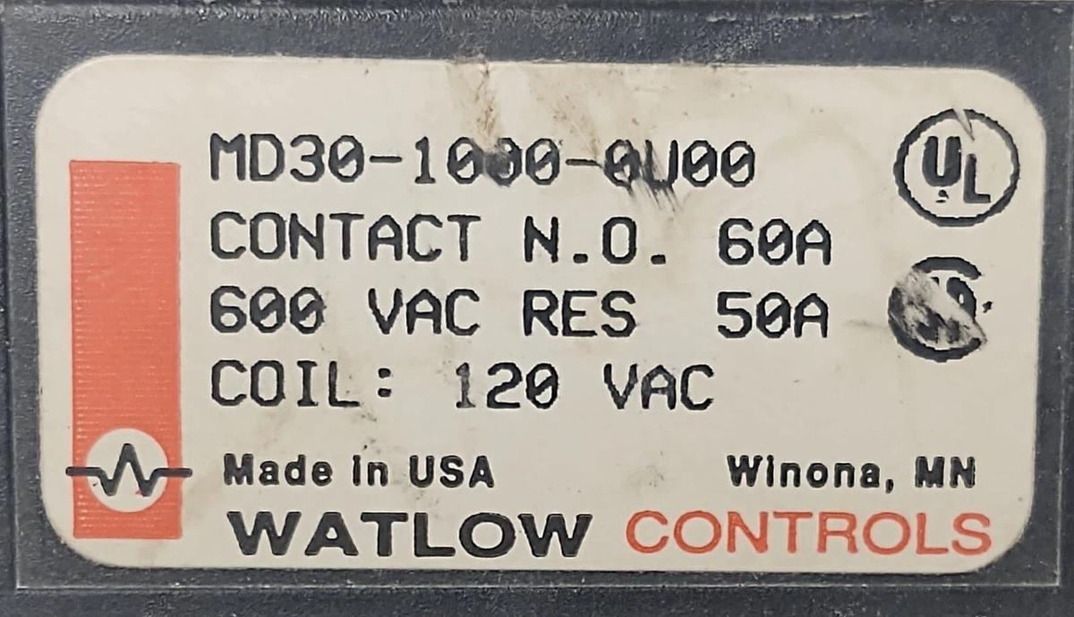 Used 🔥 WatLow MD30-1000  Mercury Relay "50A @ 600V" 120V Coil 60A Max