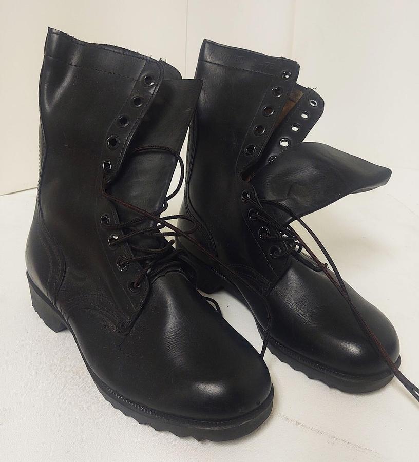 Used 🔥NEW RO-SEARCH Military Army Combat Boots Men 7 XW Black Leather Lace Up 70's