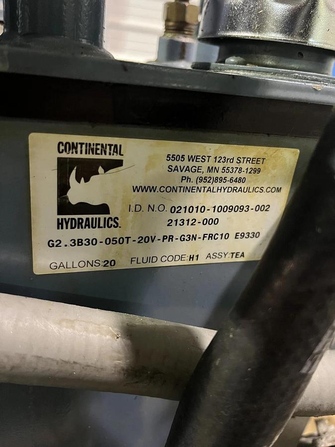 Used Continental Hydraulics Little Champ 5 HP Hydraulic Power Unit With Accumulator