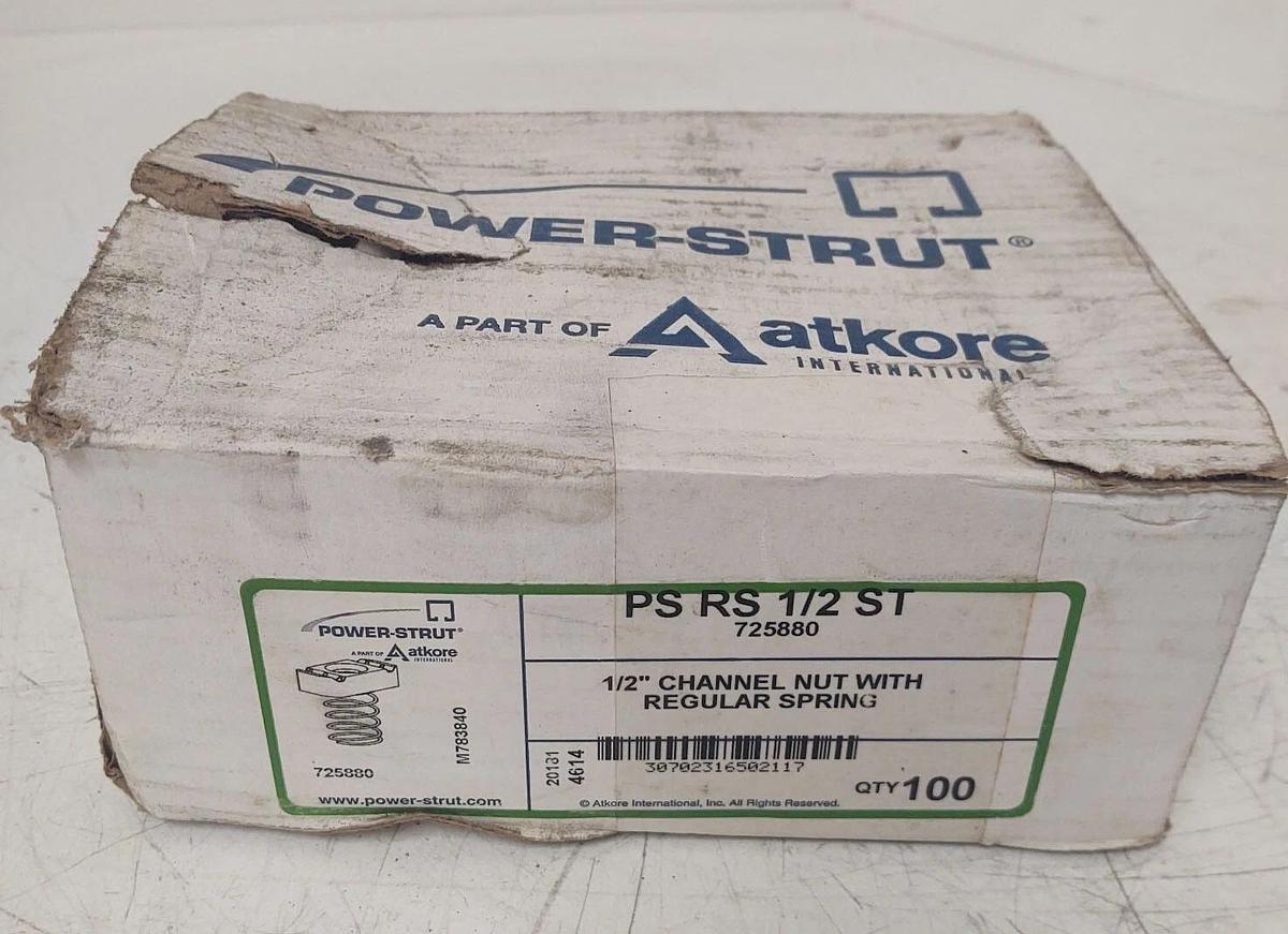 🔥 Power-Strut 72588o PS RS 1/2 ST Channel Nut Regular Spring Box of 100 Atkore