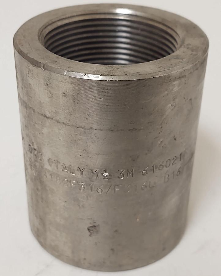 🔥 1-1/2" 150 Female (NPT) Full Coupling 316L Stainless Steel Coupler Italy B16
