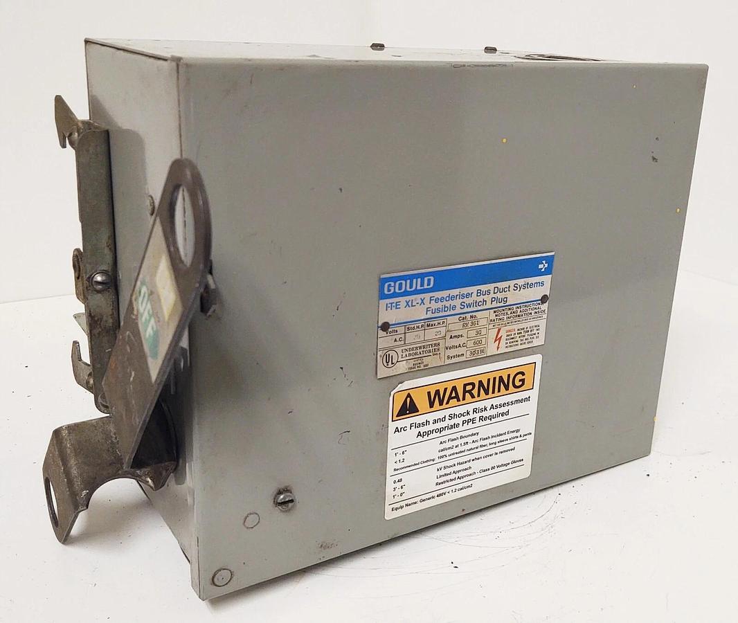 Used GOULD / SIEMENS ITE BUS PLUG RV361 Flex-A-Plug 30A 600V 3W 3PH FUSIBLE
