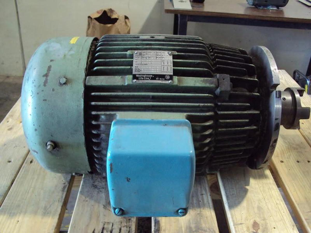 Used Westinghouse 20 HP AC Motor Frame 256TC Volts 230/460 3 Phase Arburg Injection