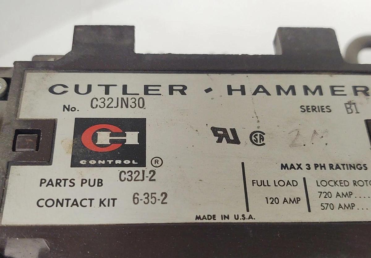 Used 🔥TESTED Cutler Hammer C32JN30 600V 120V Coil 120 Amp Reversing Contactor Size 3
