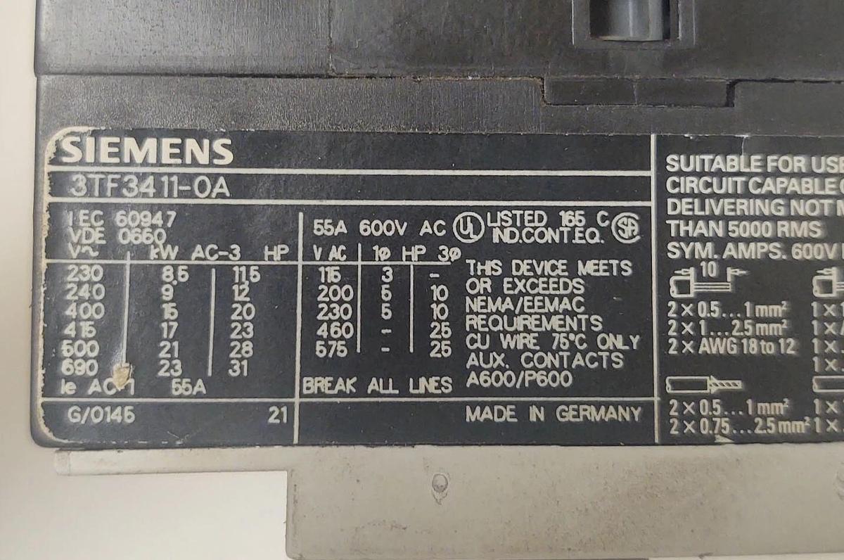 Used 🔥(2 PCS Lot) SIEMENS Relay Contactor 3TF34 11-OA 120V Coil