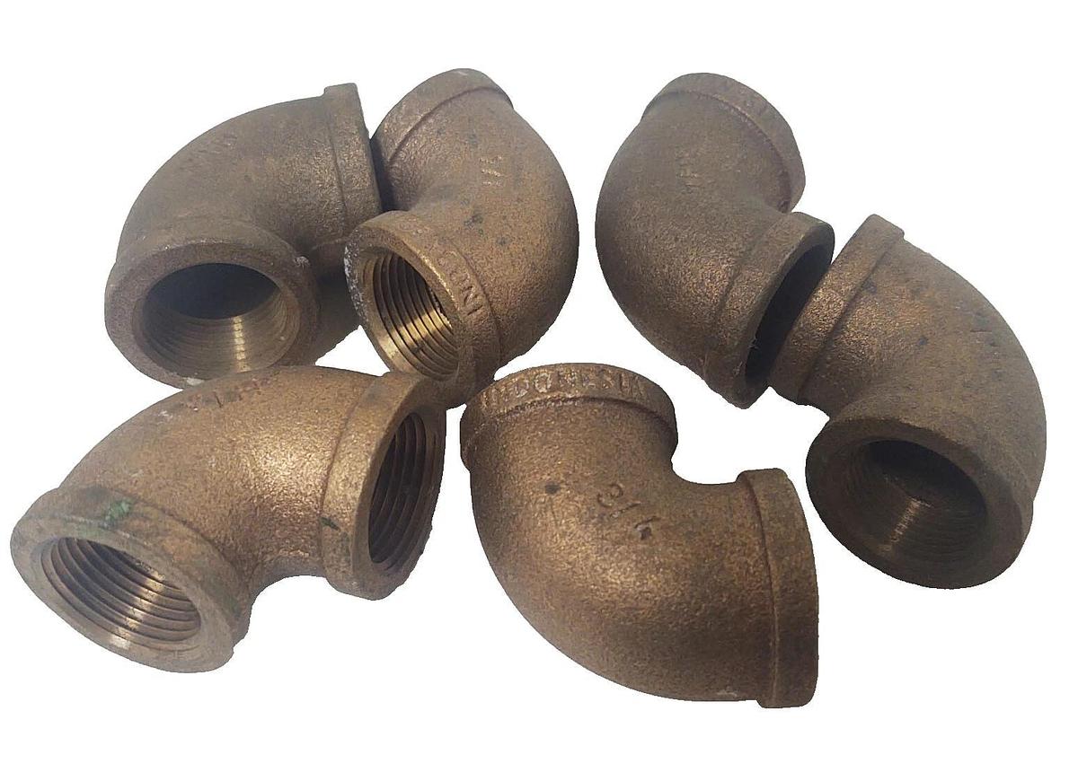 🔥(QTY 6) BRASS PIPE ELBOW FITTINGS 3/4" x 3/4" FEMALE NPT 90°