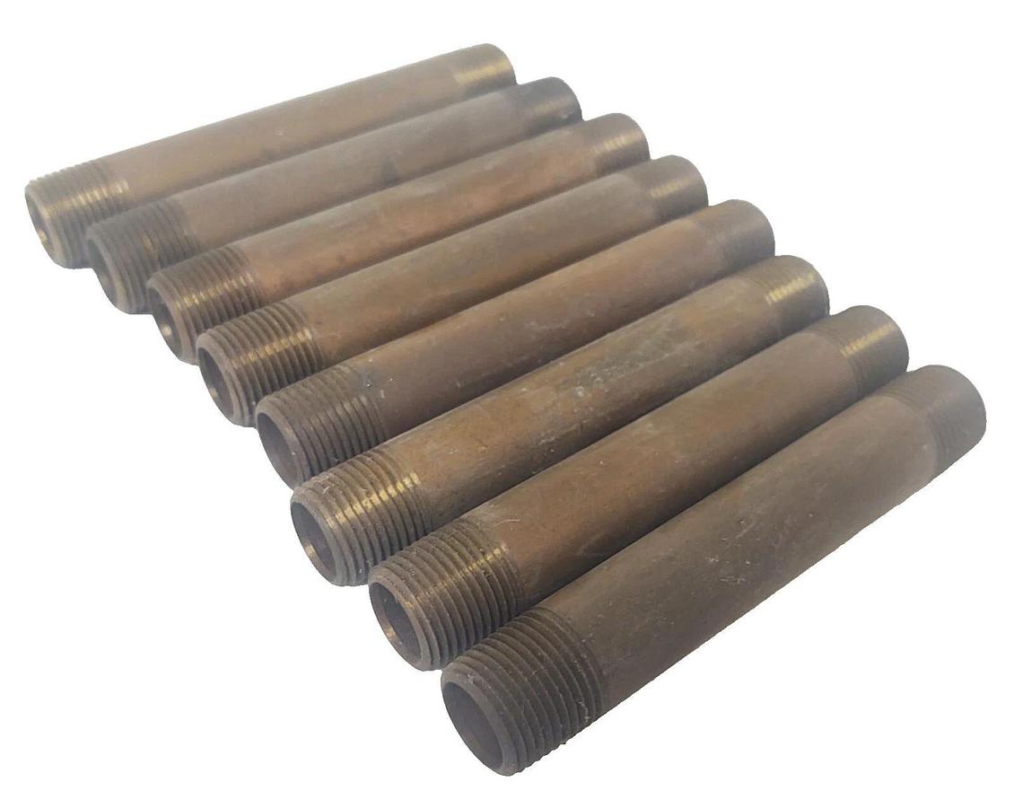 🔥(QTY 8) Brass Pipe Nipple Male 3/8 NPT to Male 3/8 NPT x 4"
